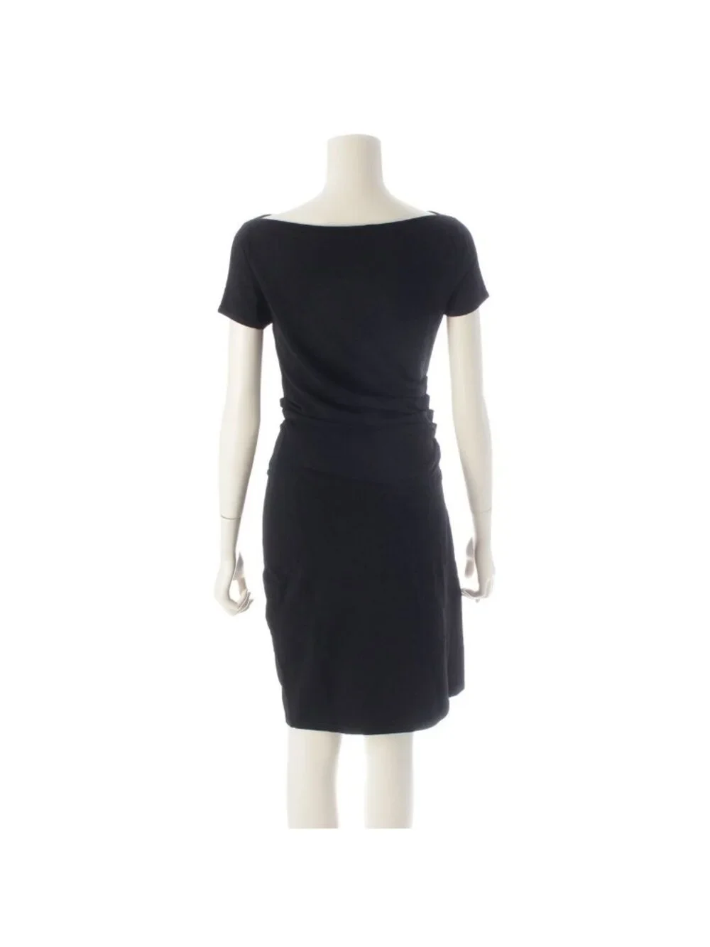Chanel Rayon Polyester Short Sleeve Gathered Design Boat Neck Lion Charm Dress